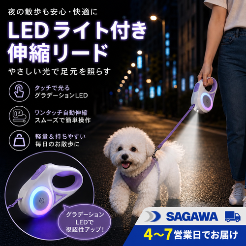 LumiWalk™ LEDライト付き伸縮リード